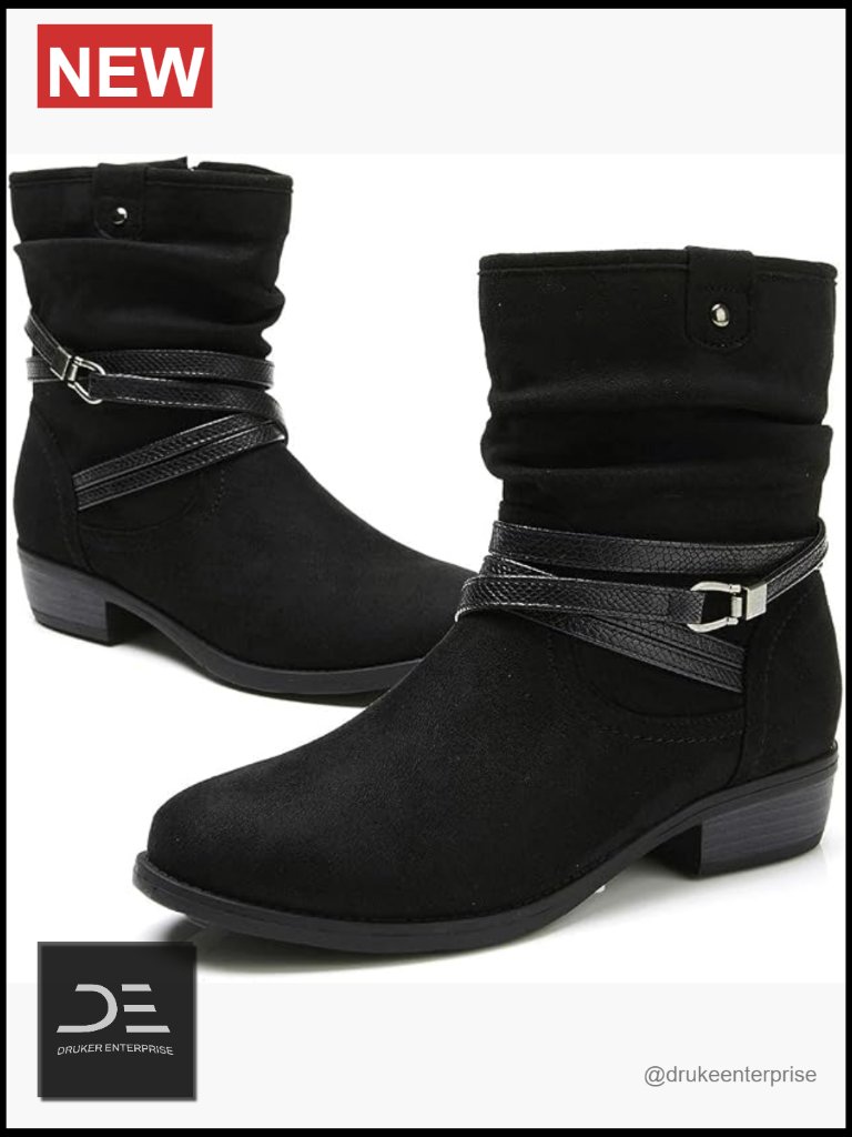 Slouchy Ankle Bootie With Side Zipper Buckle Strap